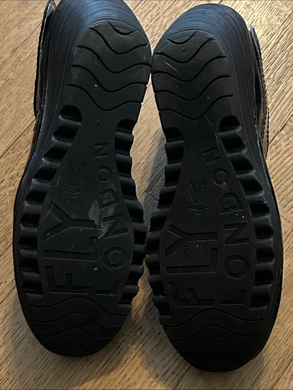 Fly London Black Patent Platform Mary Jane Wedges size 41
